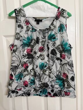 Worthington Floral Sleeveless Top in Teal, Pink & Black
